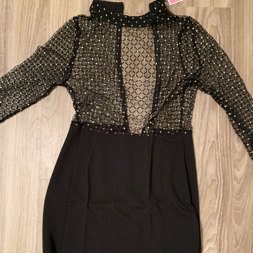 Sheer black and gold dress